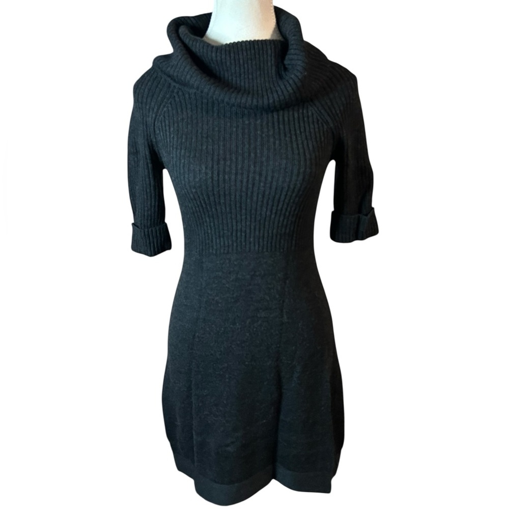Ann Taylor Loft Gray Ribbed Sweater Dress XS